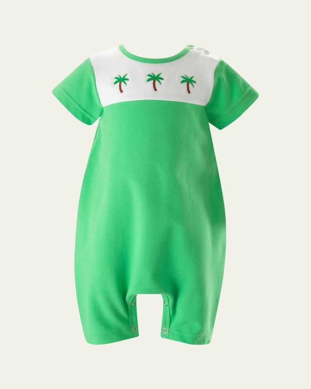 Boy's Palm Tree Jersey Playsuit, Size 3M-24